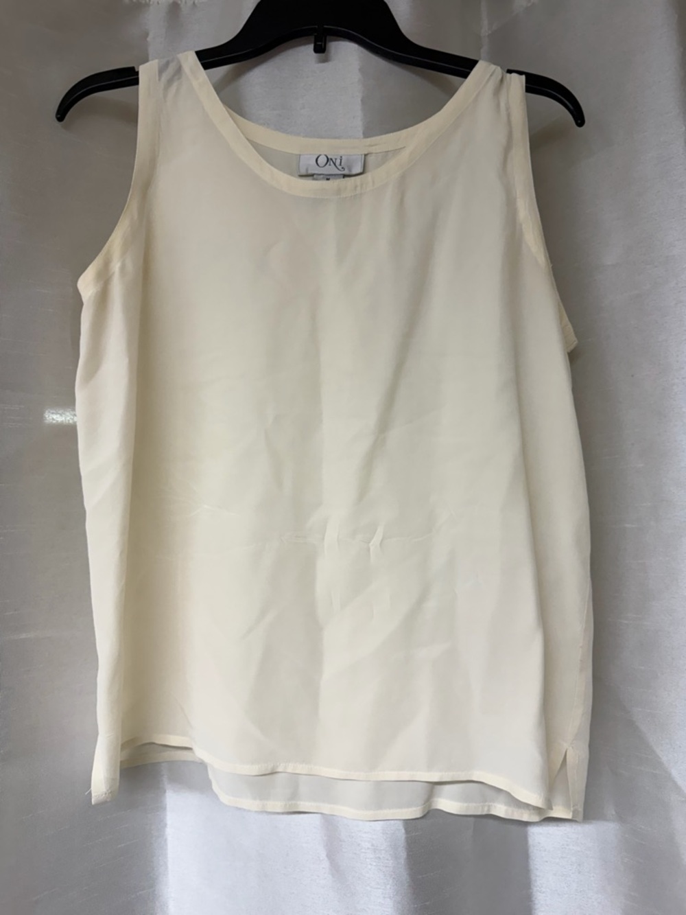 Cream Sleeveless Silk Shell Top